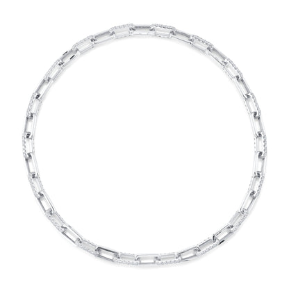 13.01CT 14K W/G DIAMOND PAVE PAPER CLIP LINK NECKLACE