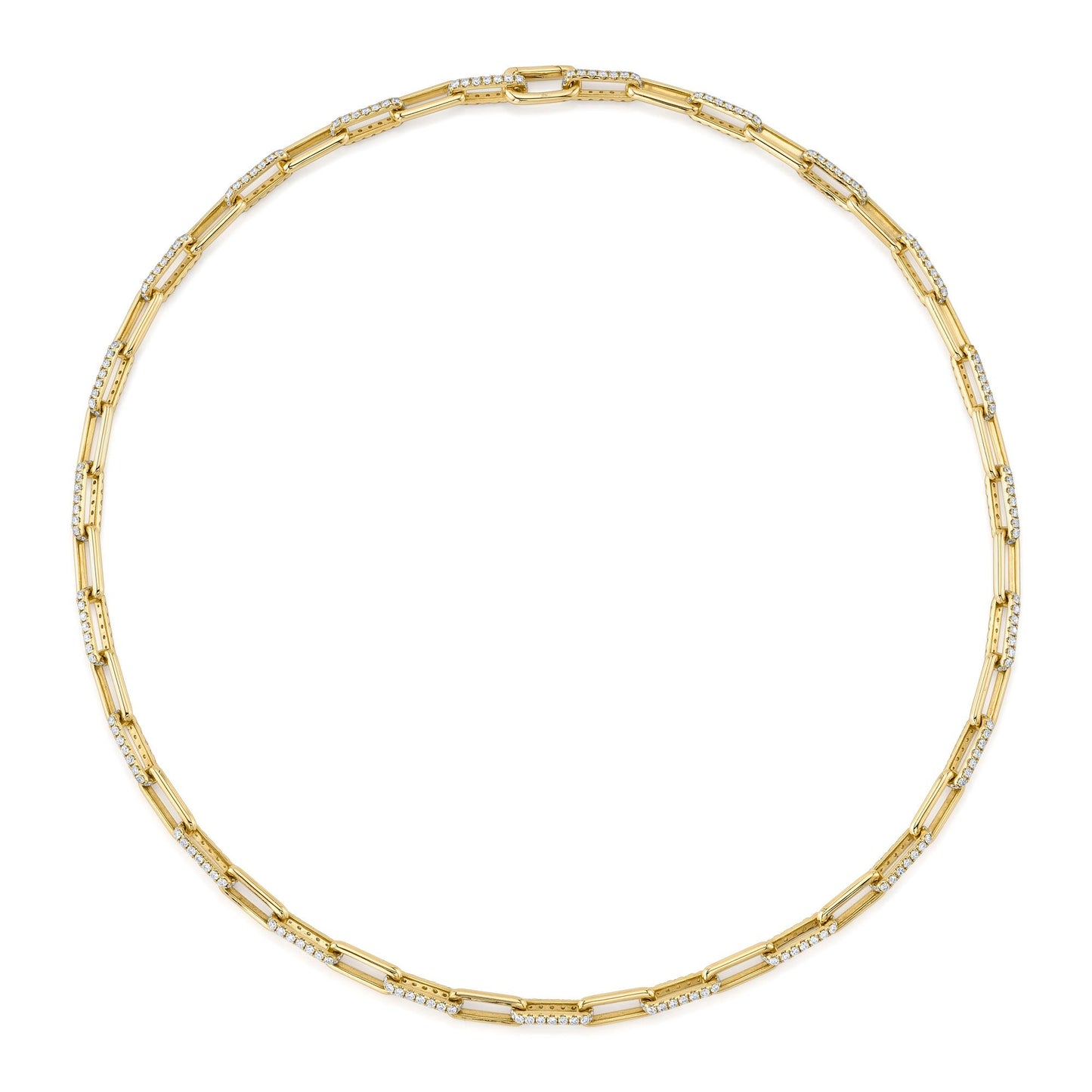 5.68CT 14K Y/G DIAMOND PAPER CLIP LINK NECKLACE