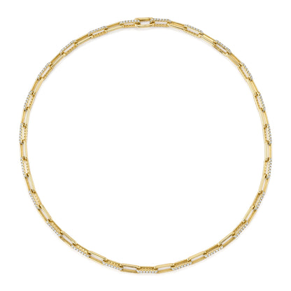 5.68CT 14K Y/G DIAMOND PAPER CLIP LINK NECKLACE