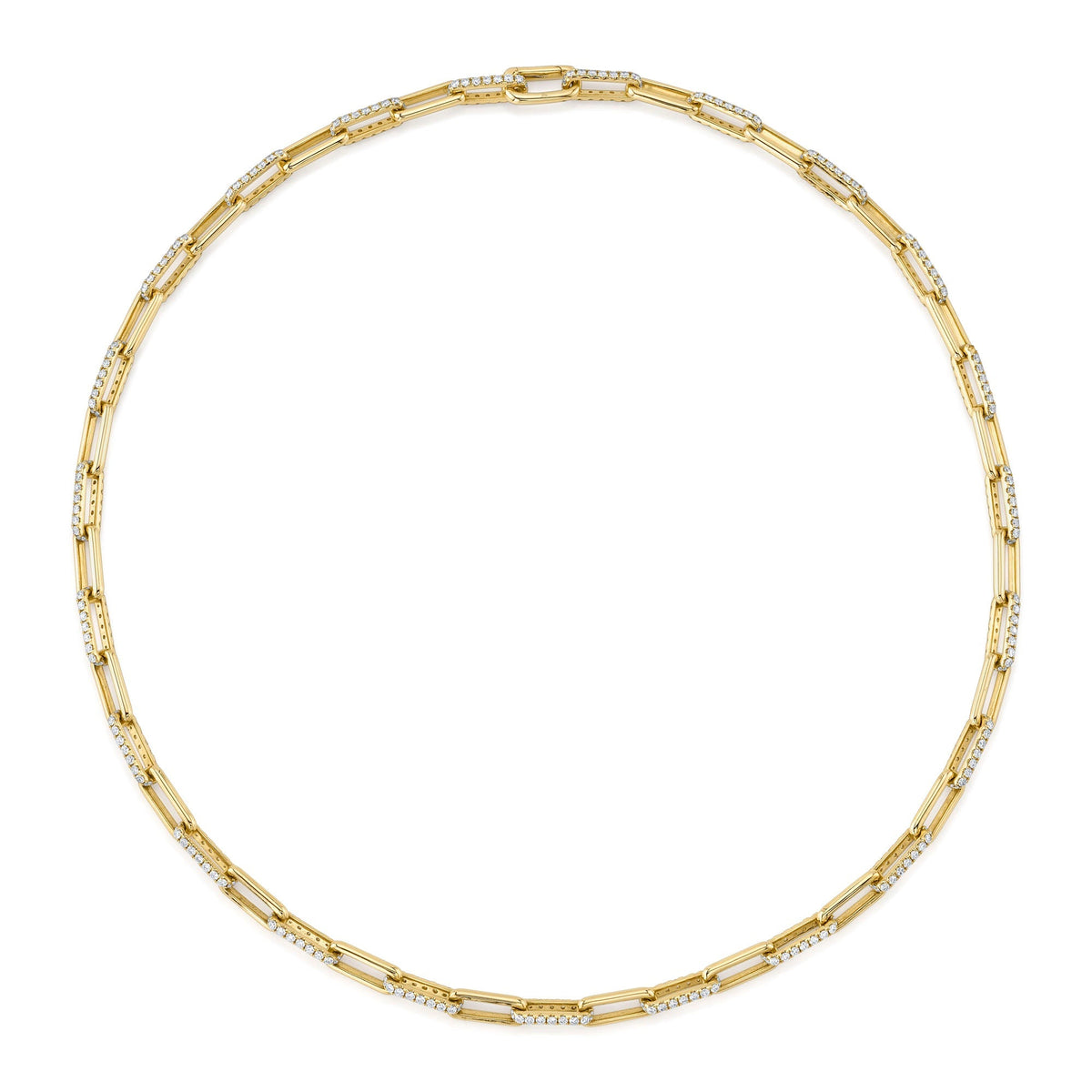 5.68CT 14K Y/G DIAMOND PAPER CLIP LINK NECKLACE