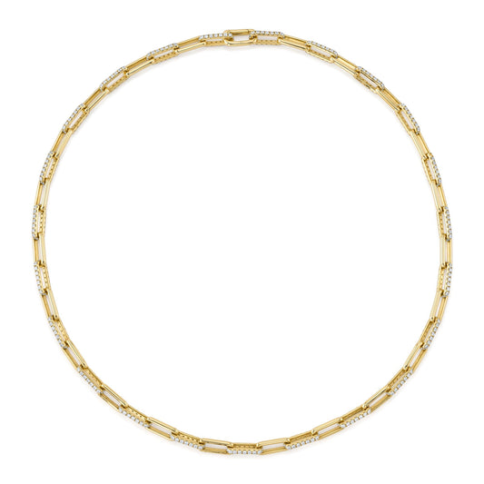 5.68CT 14K Y/G DIAMOND PAPER CLIP LINK NECKLACE