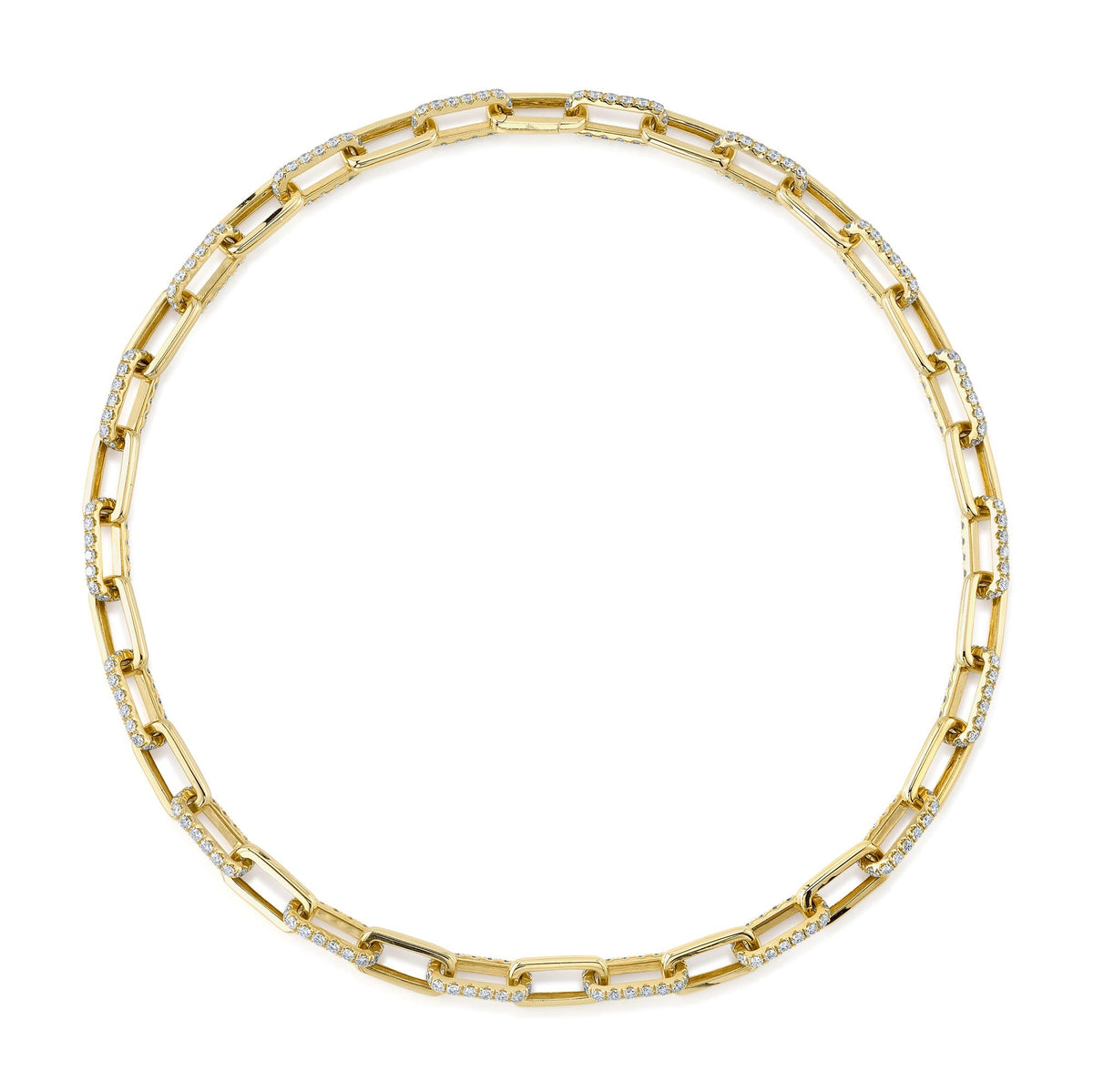 13.01CT 14K Y/G DIAMOND PAVE PAPER CLIP LINK NECKLACE