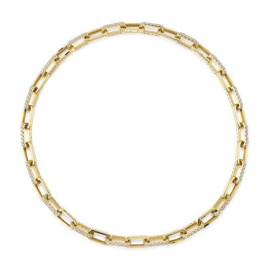 13.01CT DIAMOND PAVE PAPER CLIP LINK NECKLACE