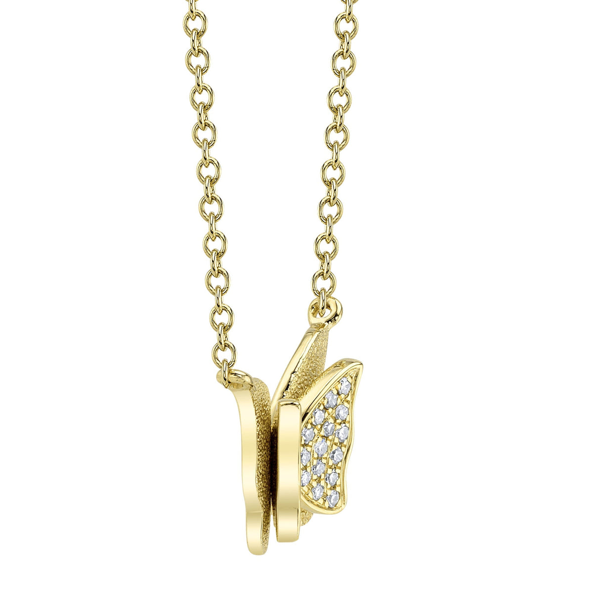 0.06CT 14K Y/G DIAMOND BUTTERFLY NECKLACE