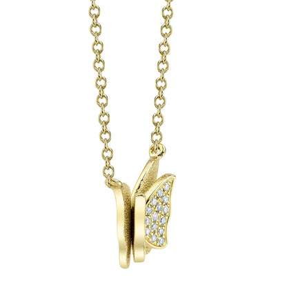 0.06CT 14K Y/G DIAMOND BUTTERFLY NECKLACE