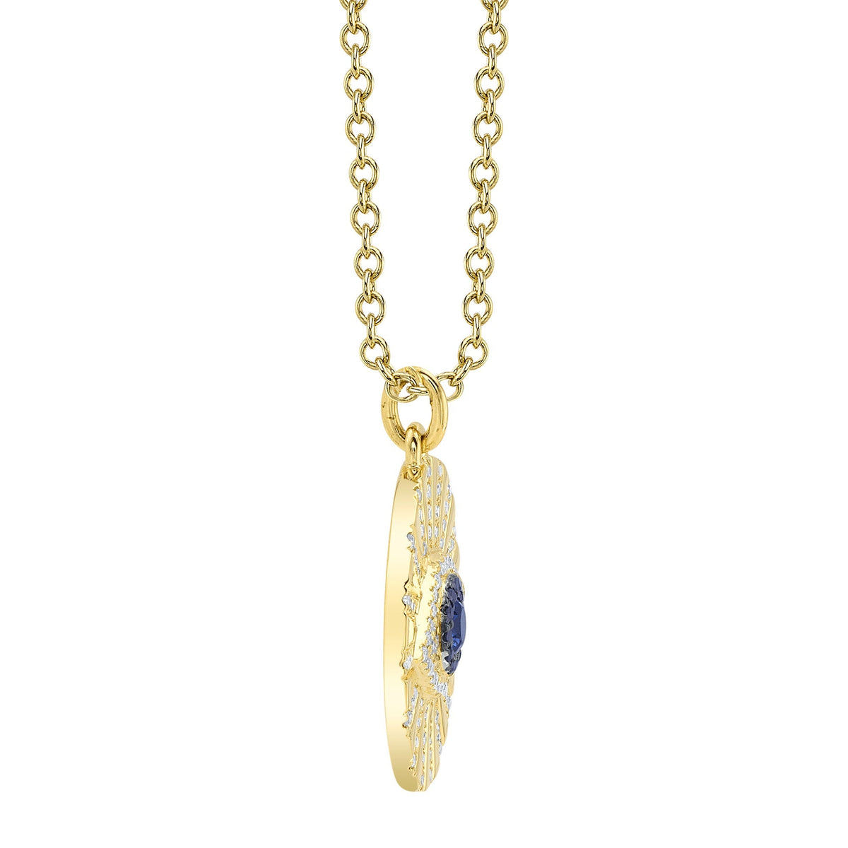 0.23CT BLACK & WHITE DIAMOND & 0.15CT BLUE SAPPHIRE 14K Y/G EYE NECKLACE