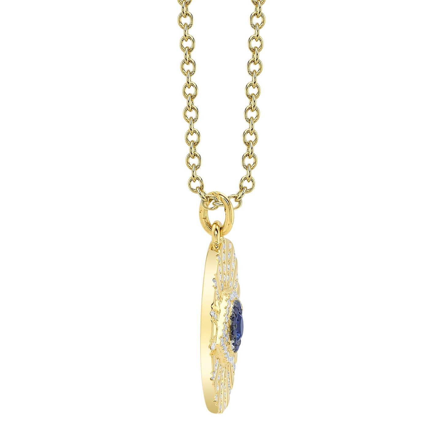0.23CT BLACK & WHITE DIAMOND & 0.15CT BLUE SAPPHIRE 14K Y/G EYE NECKLACE