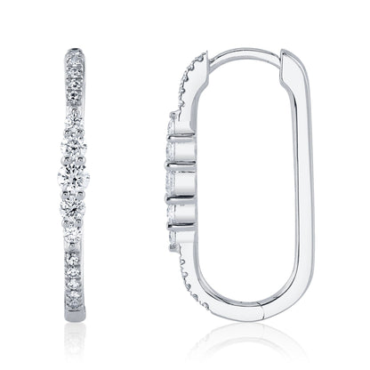 0.29CT 14K W/G DIAMOND OVAL HOOP EARRING