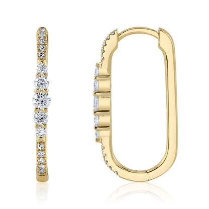0.29CT 14K Y/G DIAMOND OVAL HOOP EARRING