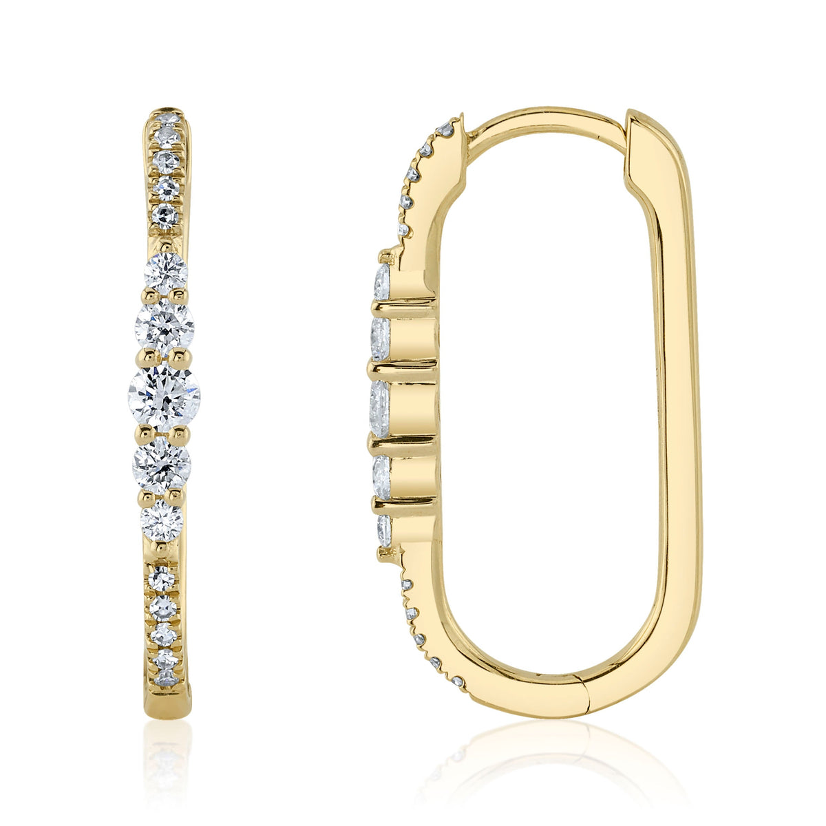 0.29CT 14K Y/G DIAMOND OVAL HOOP EARRING