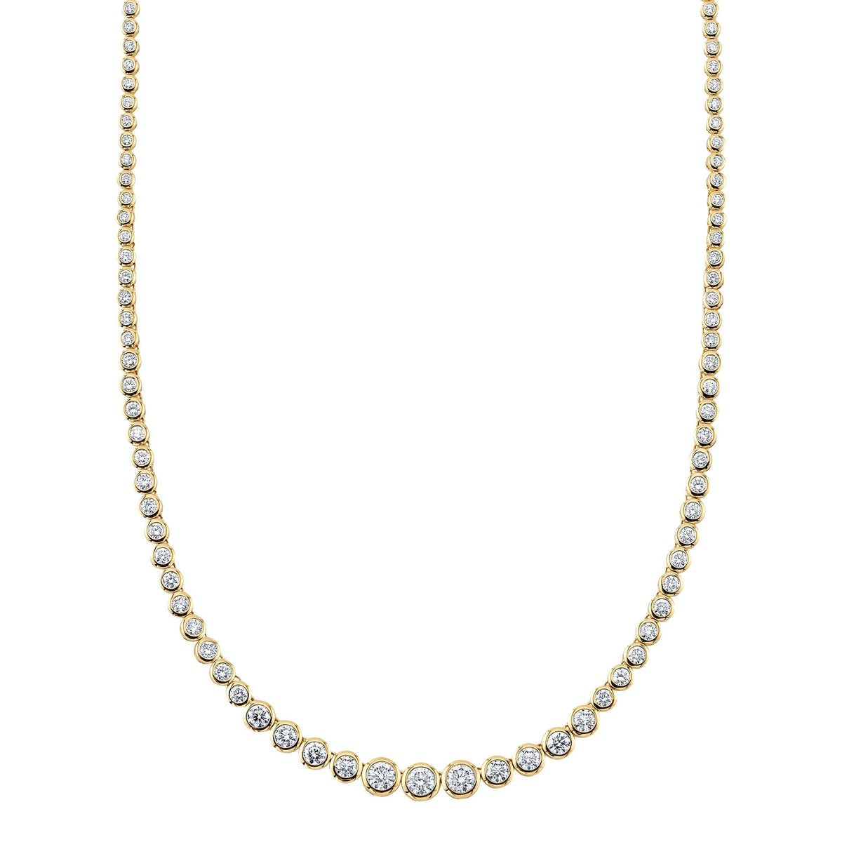 5.70CT 14K Y/G DIAMOND BEZEL TENNIS NECKLACE