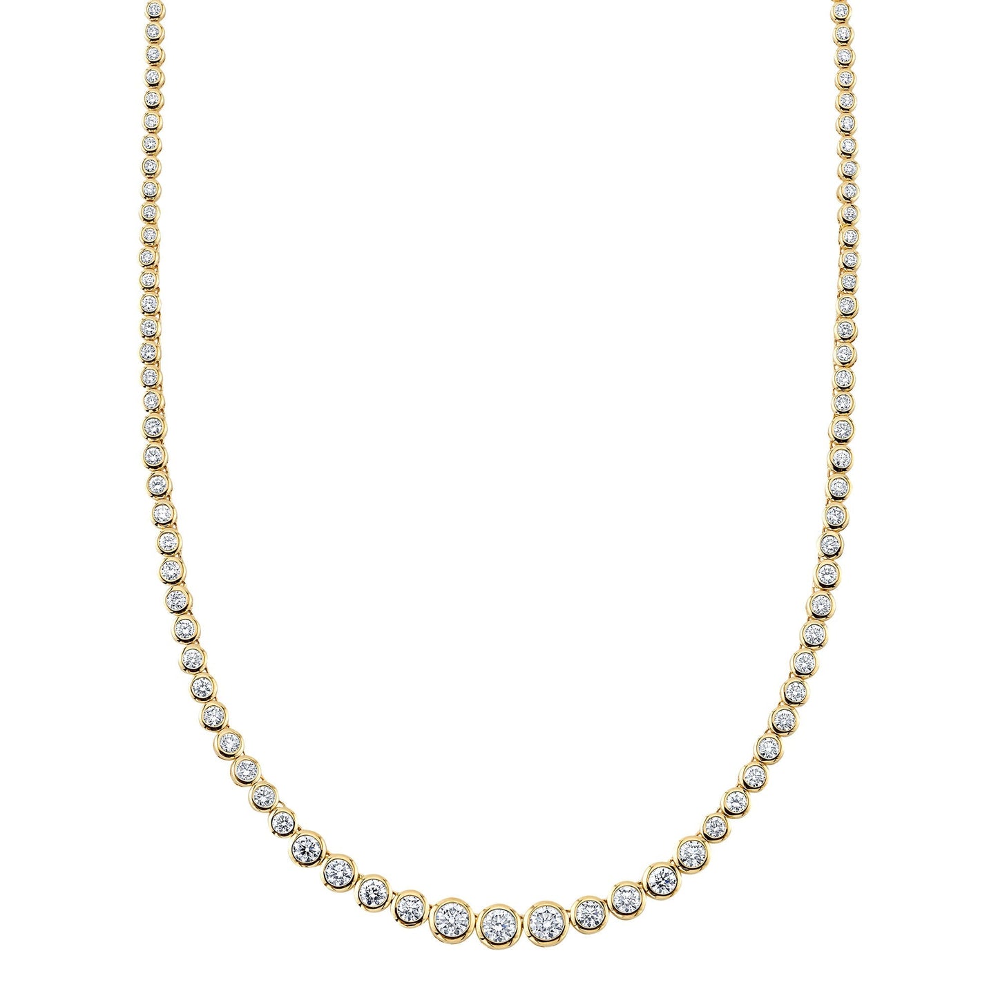 5.70CT 14K Y/G DIAMOND BEZEL TENNIS NECKLACE
