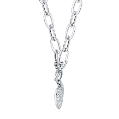 0.50CT 14K W/G DIAMOND PAVE HEART PAPER CLIP LINK NECKLACE