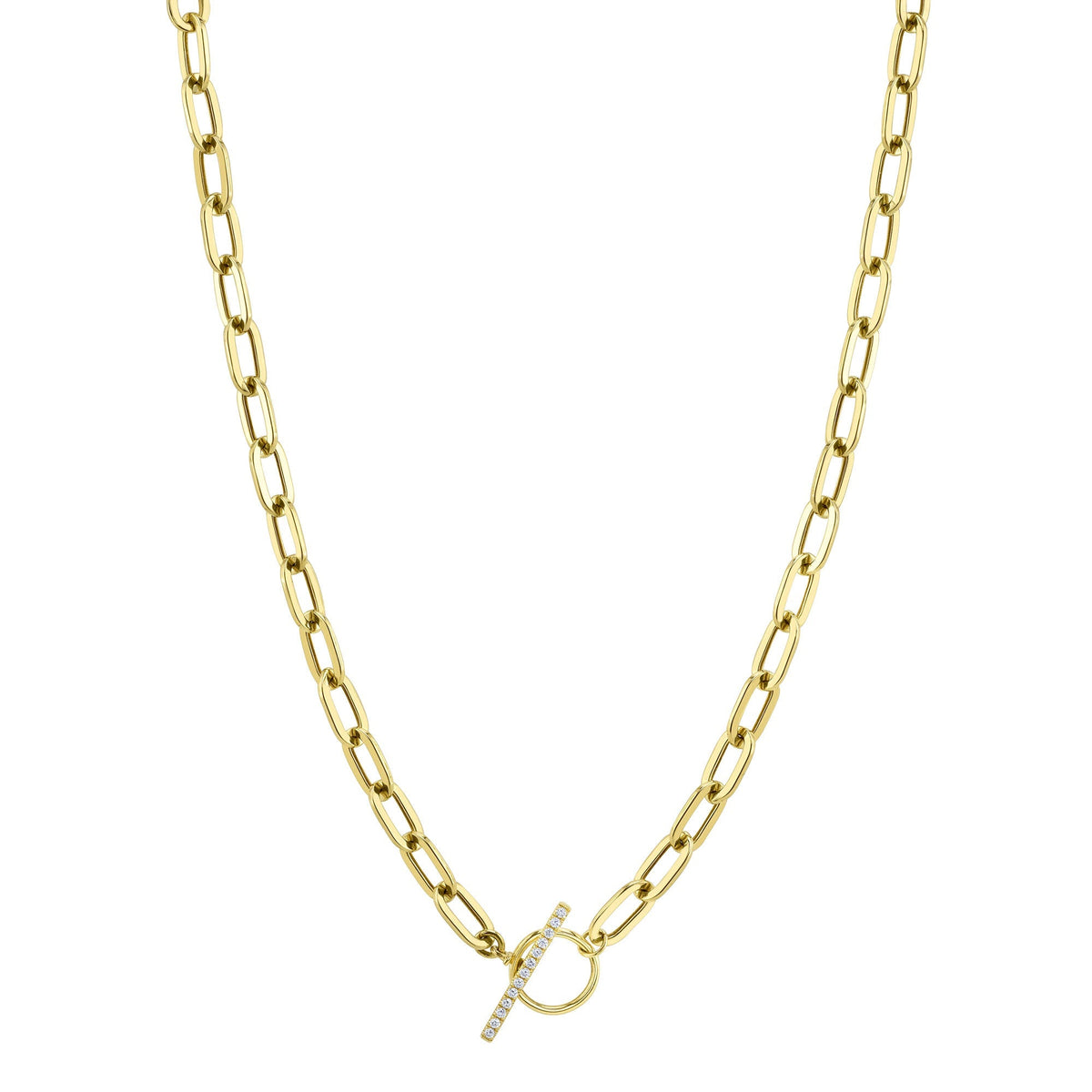 0.13CT 14K Y/G DIAMOND PAPER CLIP LINK  NECKLACE