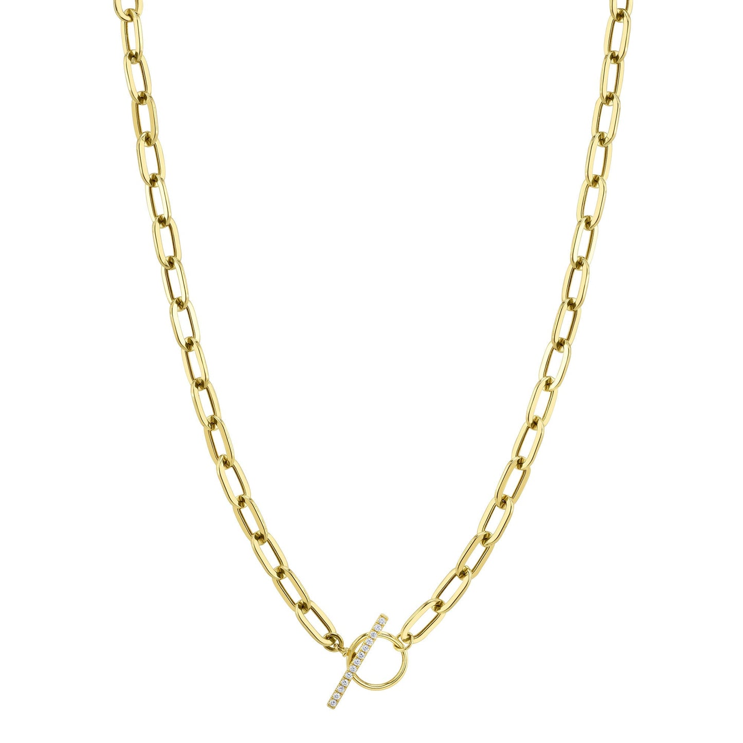0.13CT 14K Y/G DIAMOND PAPER CLIP LINK  NECKLACE