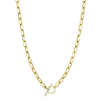0.13CT 14K Y/G DIAMOND PAPER CLIP LINK  NECKLACE