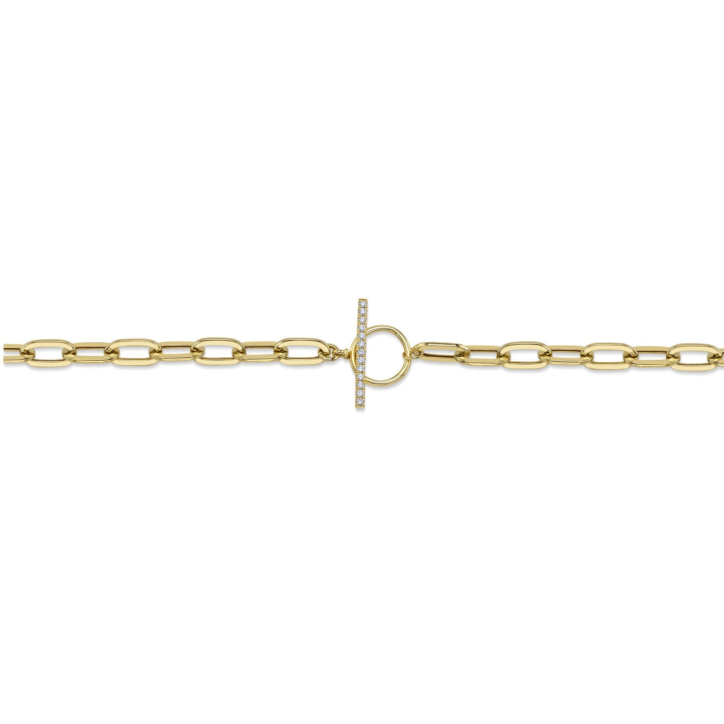 0.13CT 14K Y/G DIAMOND PAPER CLIP LINK  NECKLACE