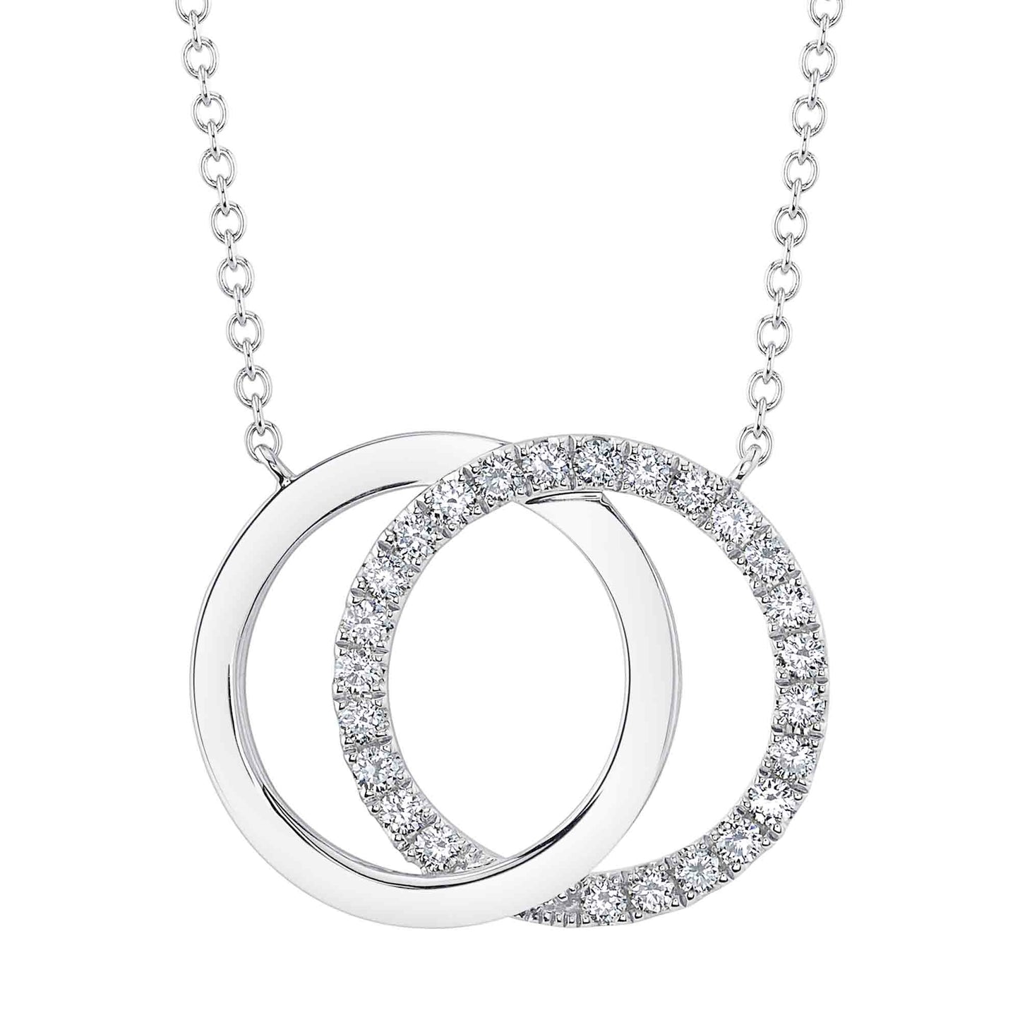0.31CT 14K W/G DIAMOND LOVE KNOT CIRCLE NECKLACE