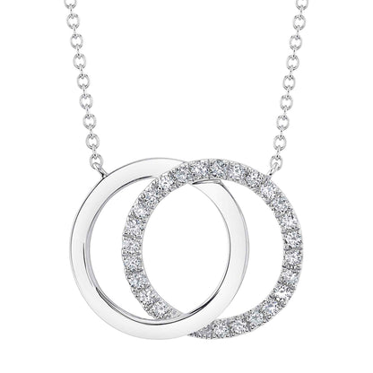 0.31CT 14K W/G DIAMOND LOVE KNOT CIRCLE NECKLACE