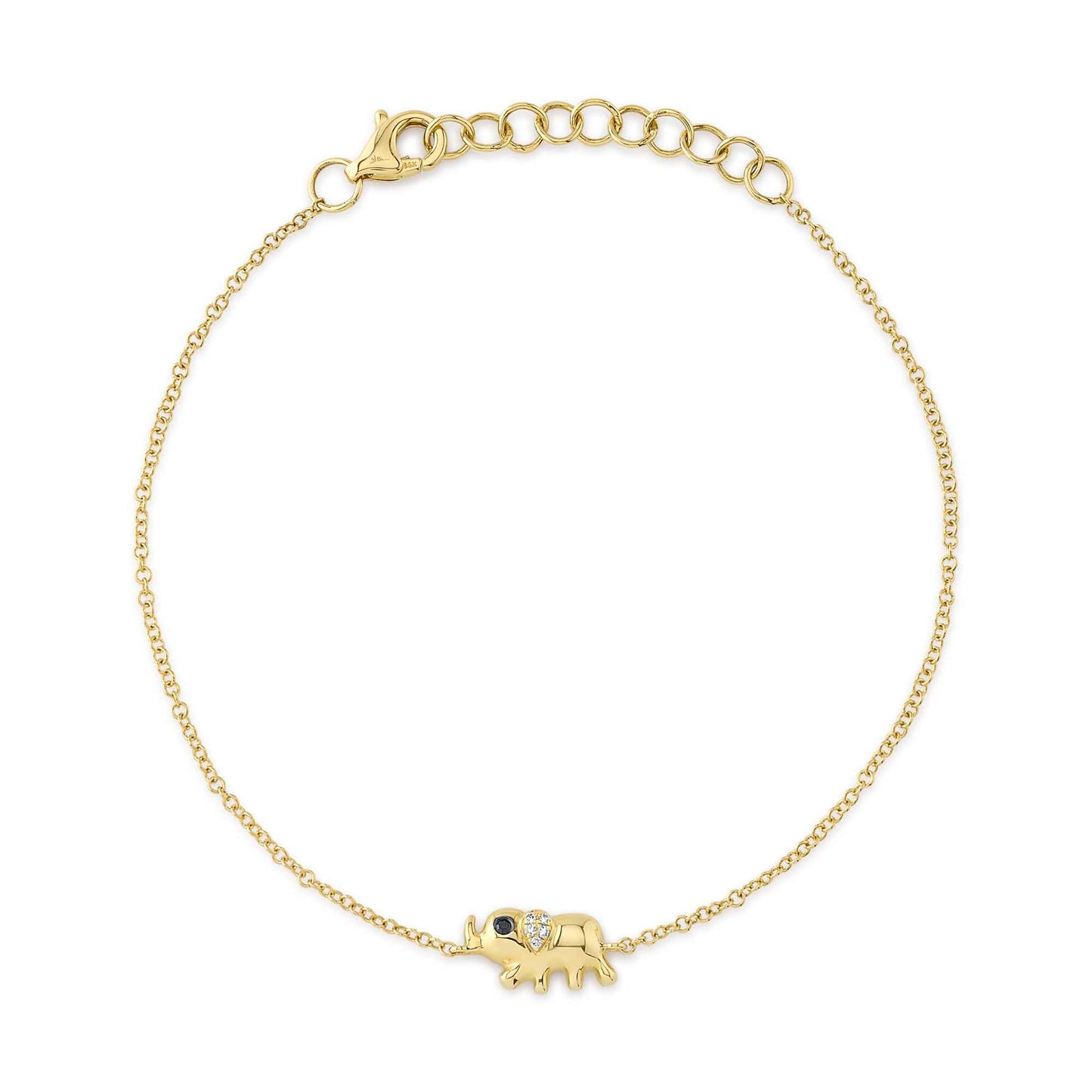 0.02CT 14K Y/G BLACK & WHITE DIAMOND ELEPHANT BRACELET