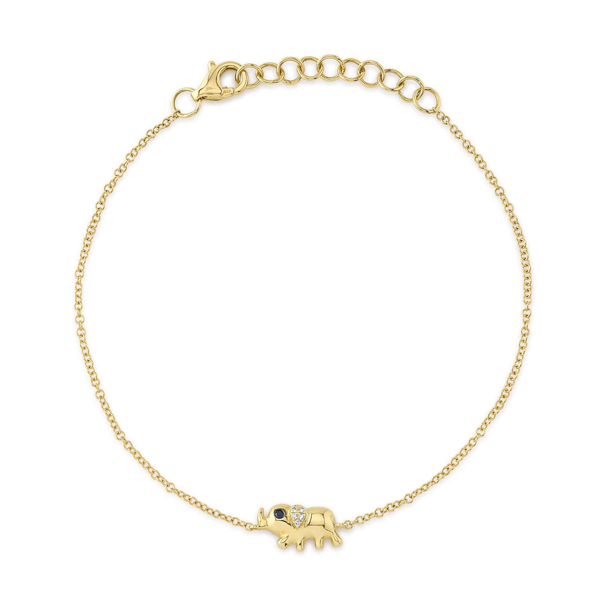 0.02CT 14K Y/G BLACK & WHITE DIAMOND ELEPHANT BRACELET