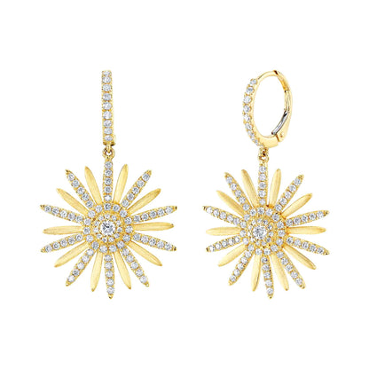 1.10CT 14K Y/G DIAMOND FLOWER MATTE EARRING