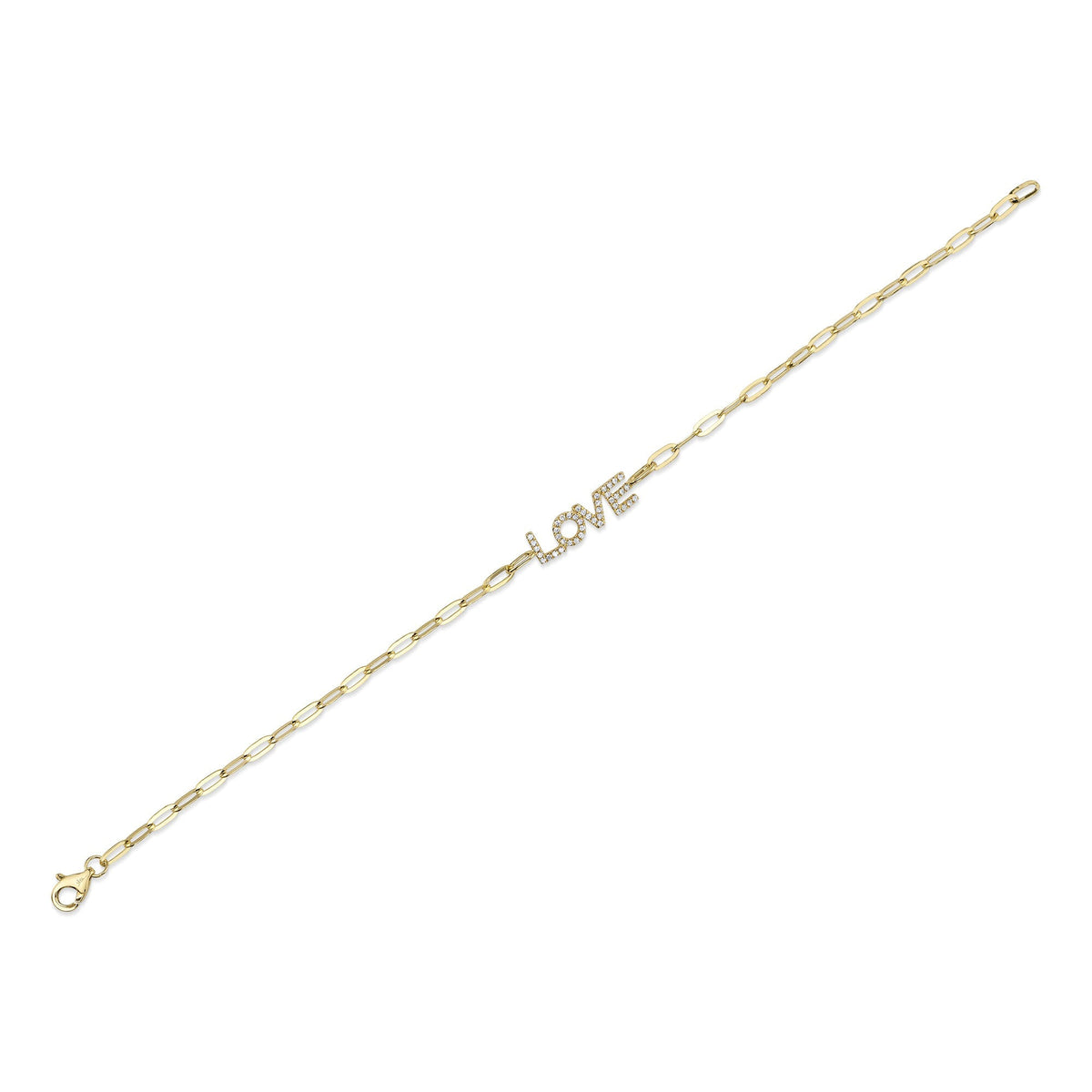 0.12CT 14K Y/G DIAMOND "LOVE" PAPER CLIP LINK BRACELET