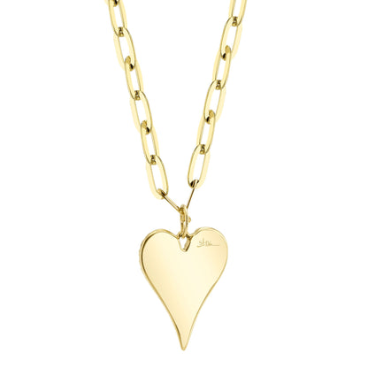0.21CT 14K Y/G DIAMOND PAVE HEART PAPER CLIP LINK NECKLACE