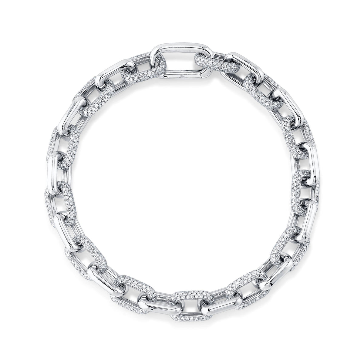 3.67CT 14K W/G DIAMOND PAVE PAPER CLIP LINK BRACELET