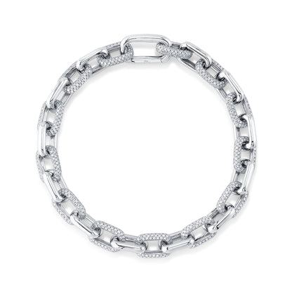 3.67CT 14K W/G DIAMOND PAVE PAPER CLIP LINK BRACELET