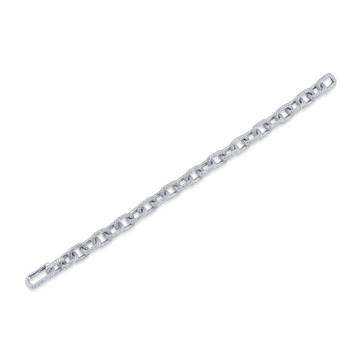 7.52CT 14K W/G DIAMOND PAVE PAPER CLIP LINK BRACELET