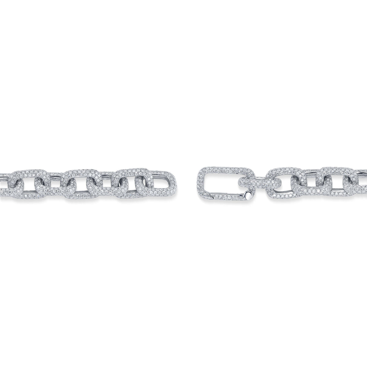 7.52CT 14K W/G DIAMOND PAVE PAPER CLIP LINK BRACELET