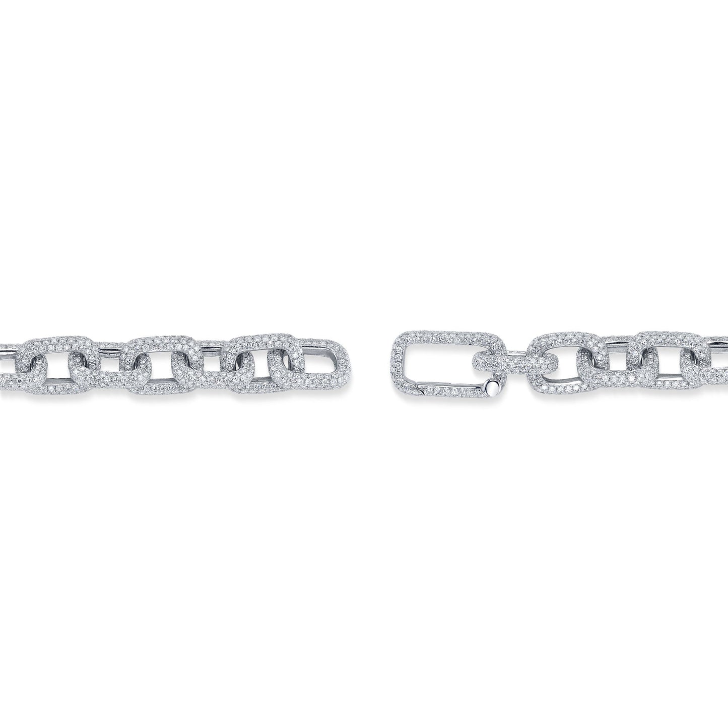 7.52CT 14K W/G DIAMOND PAVE PAPER CLIP LINK BRACELET