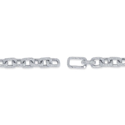 7.52CT 14K W/G DIAMOND PAVE PAPER CLIP LINK BRACELET