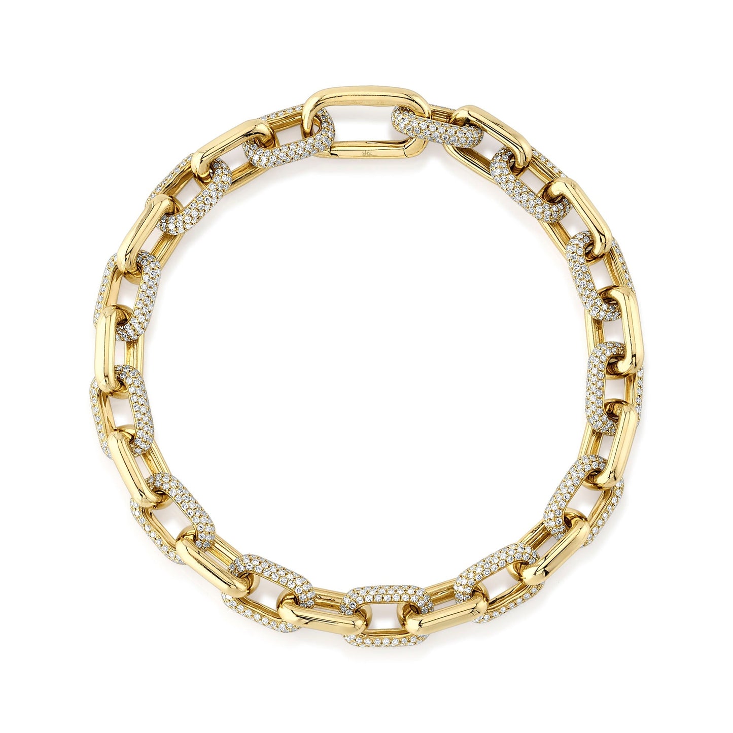 3.67CT 14K Y/G DIAMOND PAVE PAPER CLIP LINK BRACELET