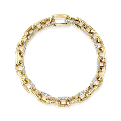 3.67CT 14K Y/G DIAMOND PAVE PAPER CLIP LINK BRACELET