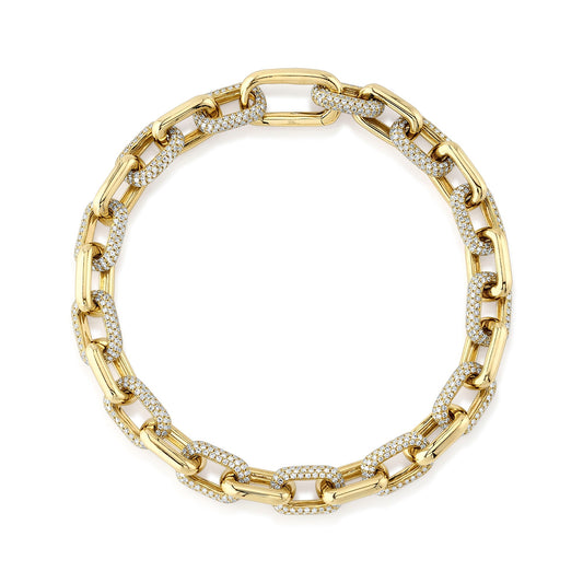 3.67CT 14K Y/G DIAMOND PAVE PAPER CLIP LINK BRACELET