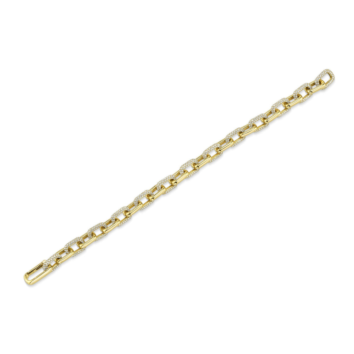 3.67CT 14K Y/G DIAMOND PAVE PAPER CLIP LINK BRACELET