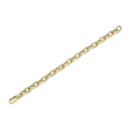 3.67CT 14K Y/G DIAMOND PAVE PAPER CLIP LINK BRACELET