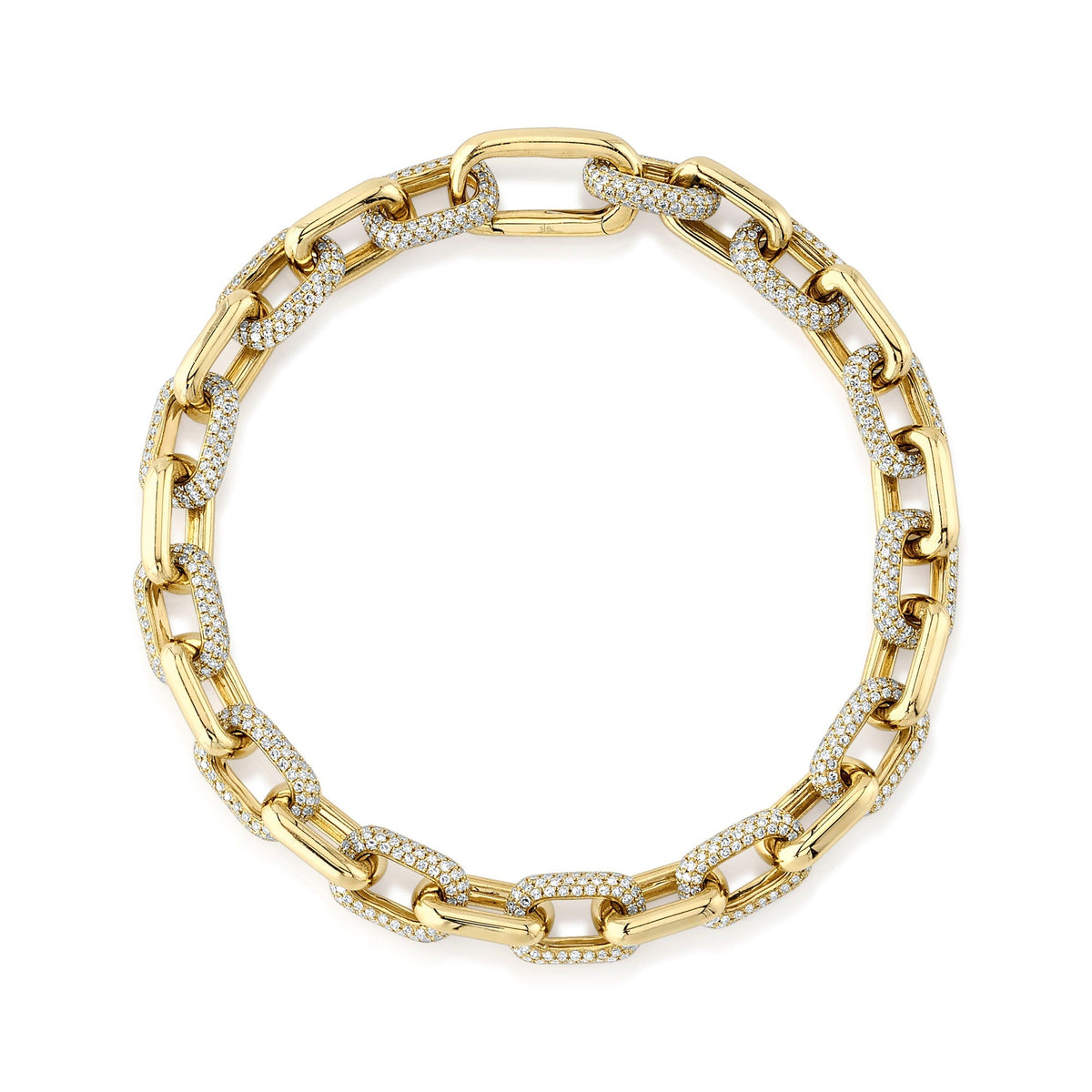 3.67CT 14K Y/G DIAMOND PAVE PAPER CLIP LINK BRACELET