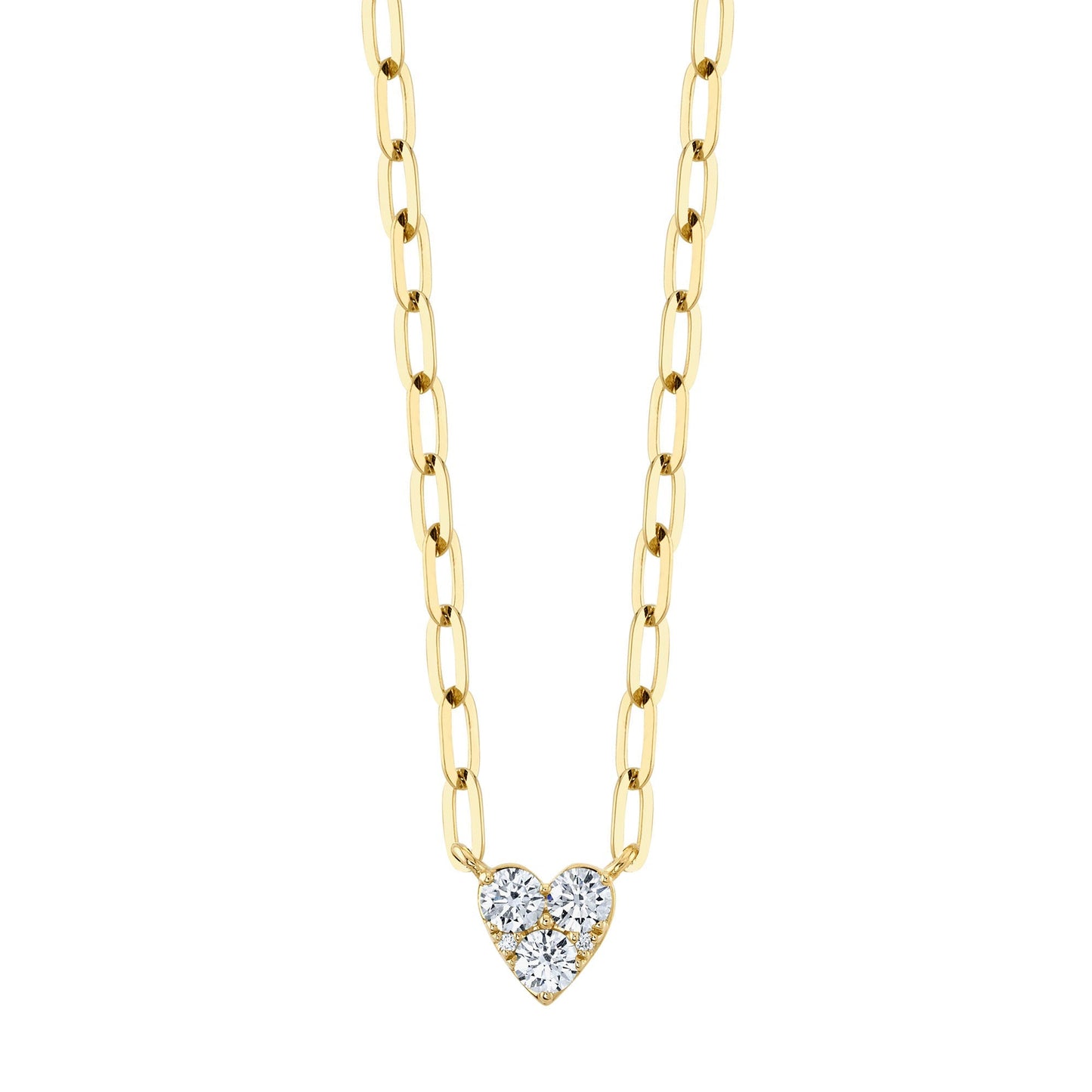 0.41CT 14K Y/G DIAMOND HEART PAPER CLIP LINK NECKLACE
