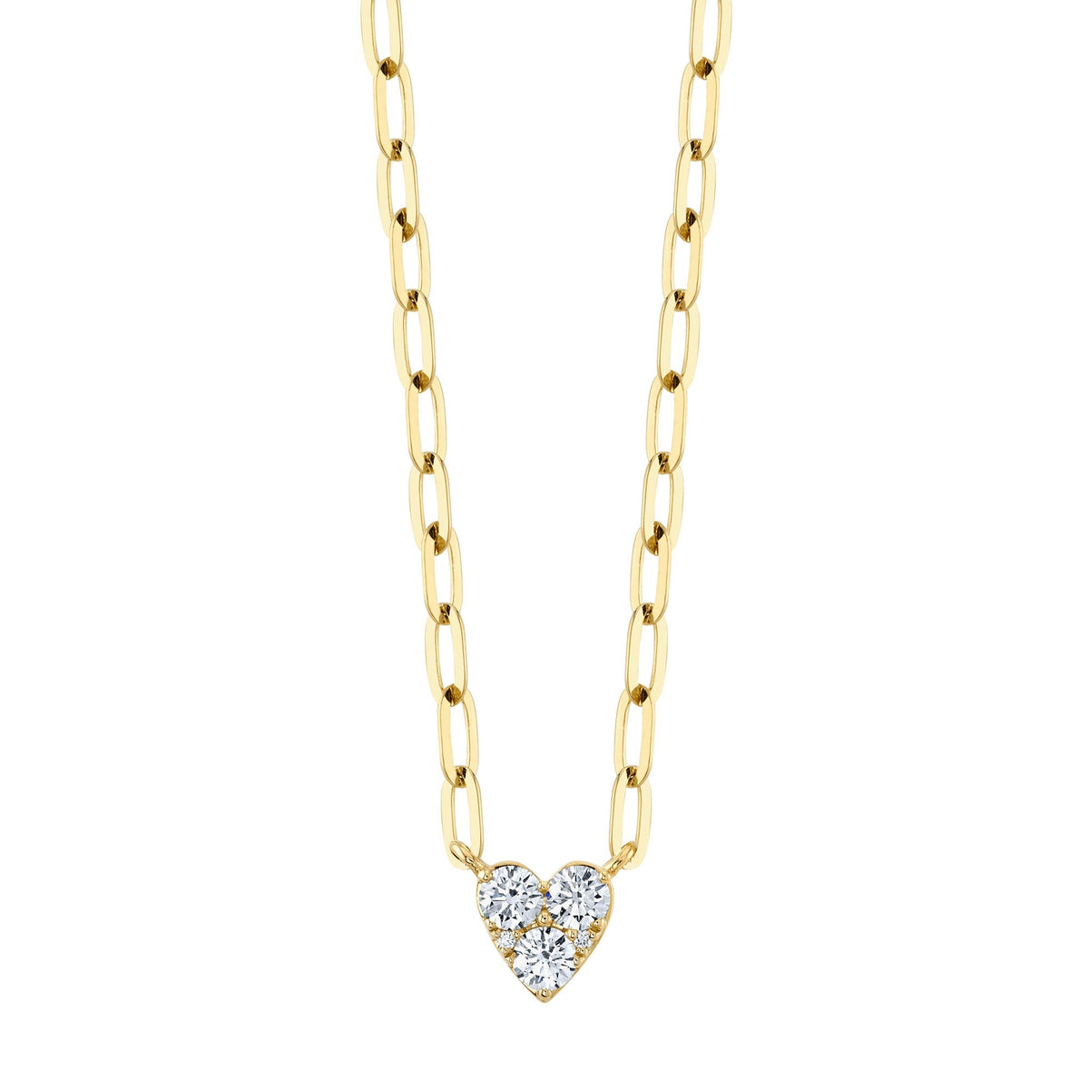0.41CT 14K Y/G DIAMOND HEART PAPER CLIP LINK NECKLACE