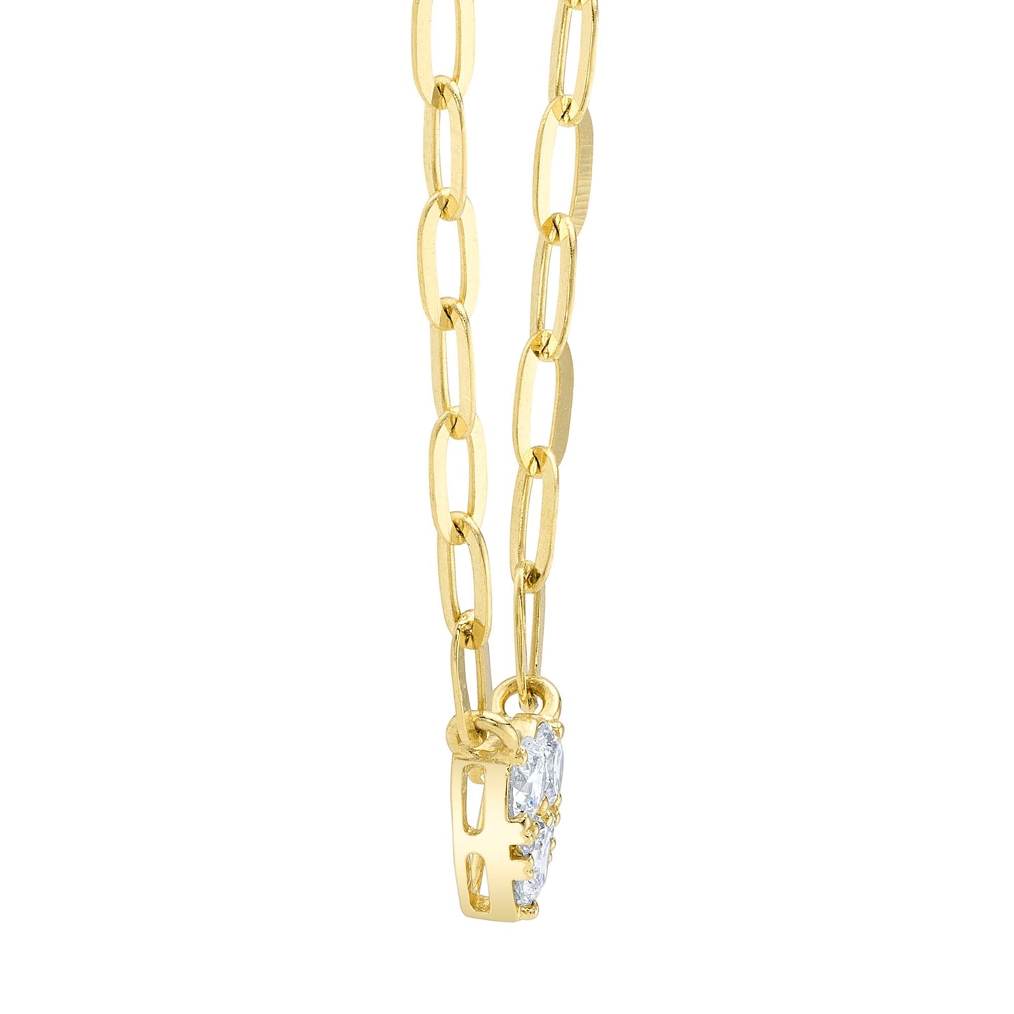 0.41CT 14K Y/G DIAMOND HEART PAPER CLIP LINK NECKLACE