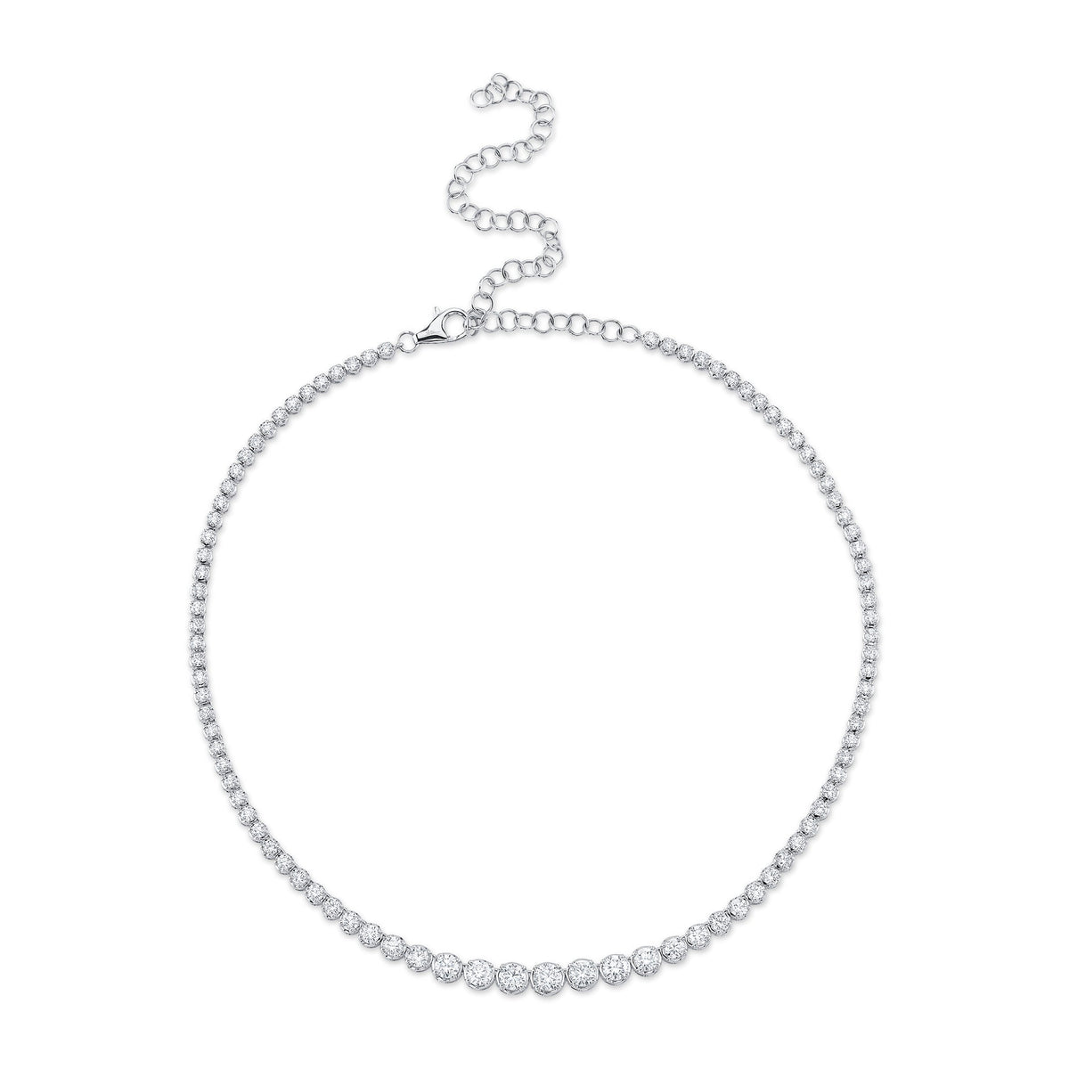 6.75CT 14K W/G DIAMOND CROWN SETTING TENNIS NECKLACE