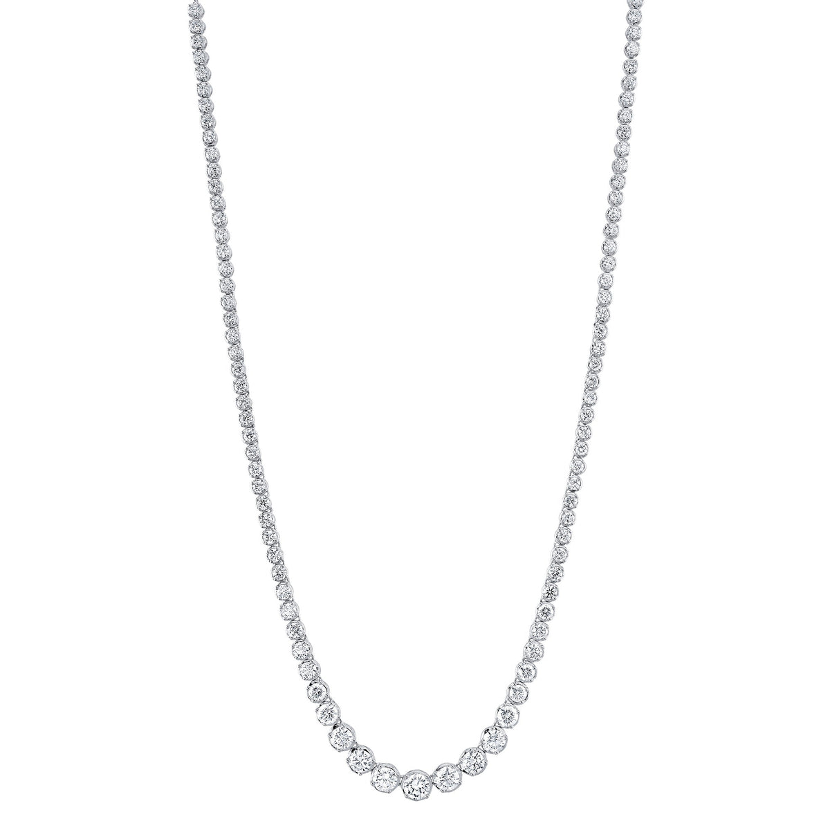6.75CT 14K W/G DIAMOND CROWN SETTING TENNIS NECKLACE