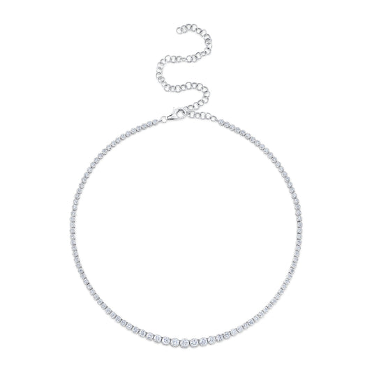 4.73CT 14K W/G DIAMOND CROWN SETTING TENNIS NECKLACE