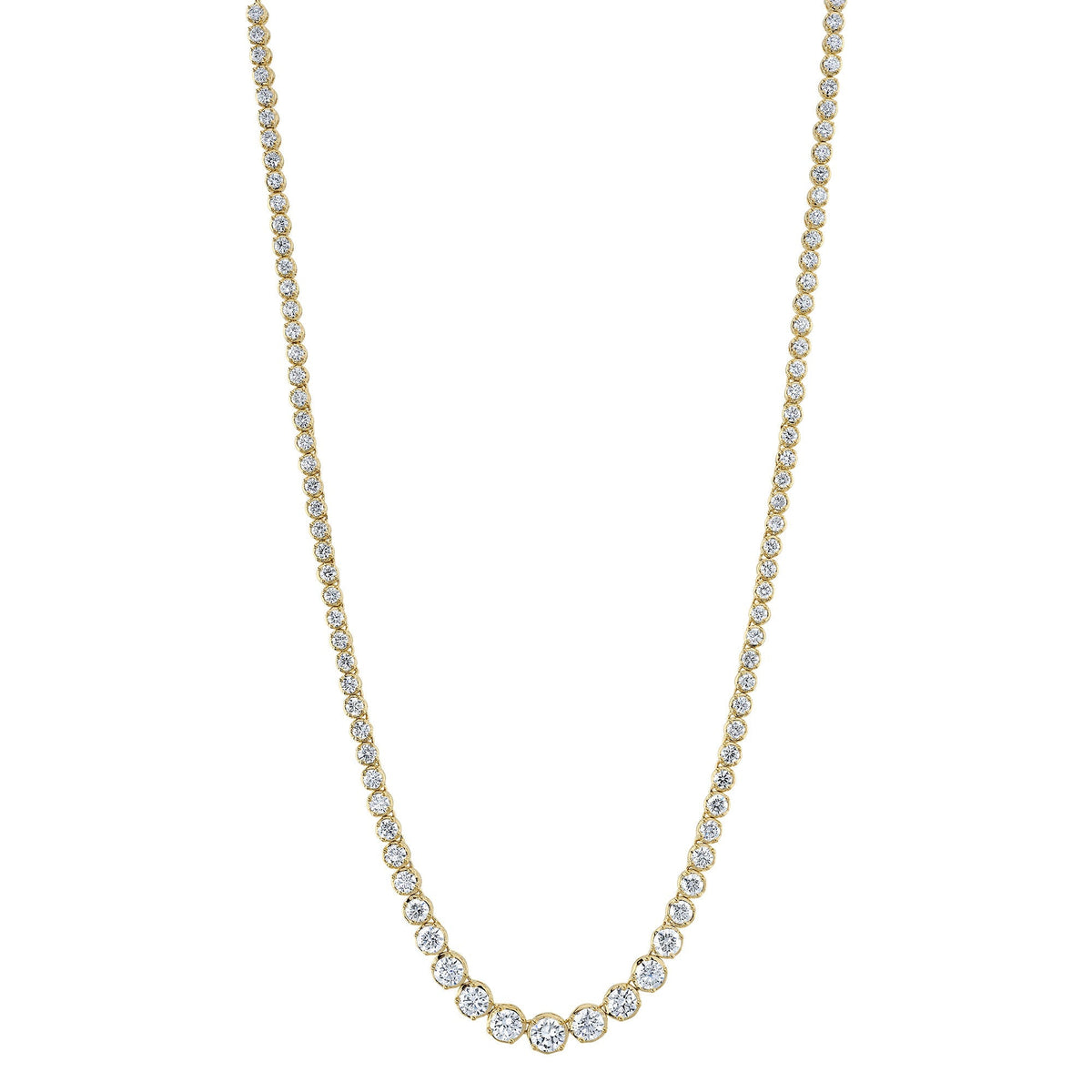 6.75CT 14K Y/G DIAMOND CROWN SETTING TENNIS NECKLACE