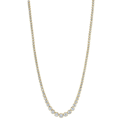 6.75CT 14K Y/G DIAMOND CROWN SETTING TENNIS NECKLACE