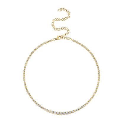 4.73CT 14K Y/G DIAMOND CROWN SETTING TENNIS NECKLACE