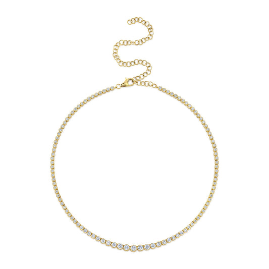 4.73CT 14K Y/G DIAMOND CROWN SETTING TENNIS NECKLACE